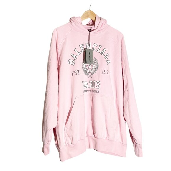 NWT Balenciaga logo-print cotton hoodie light pink - Picture 3 of 11